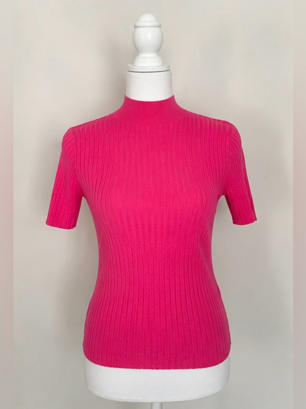 A New Day XL Pink Ribbed Mock Neck Knit Top Barbiecore Y2K